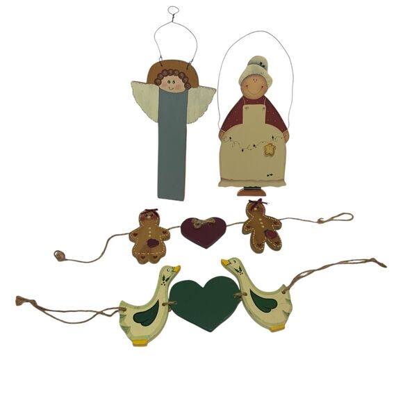 Lot of 4 Vintage Primitive Wooden Christmas Decor Farm House Country - Picture 1 of 8